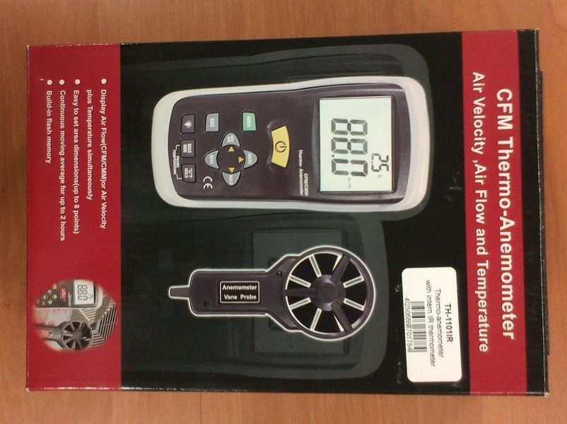 Анемометр Exotek TH-1100IR (0,3-30 m/s; 0,01 m/s) (0-999,9 м2; 0,1 м2) (-50...+260 &deg;C) Німеччина 238 фото