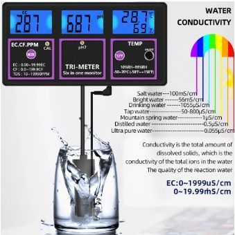 Стаціонарний комбінований монітор РН-217 pH, EC, TDS, Temp, RH - метр для акваріума 4627 фото