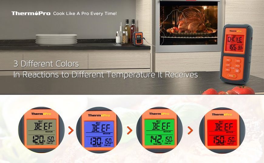 Бездротовий термометр (до 100 м) ThermoPro TP-07S (-10..+300 &deg;С) у прогумованому корпусі 2513 фото