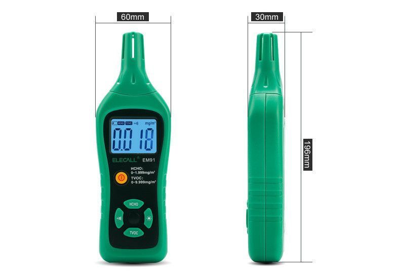 Детектор формальдегіду і толуолу ELECALL EM91 (HCHO 0.000-1.999 mg/m3; TVOC 0.000-9.999 mg/3) 2877 фото
