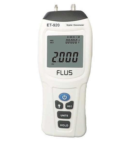 Цифровий диференціальний манометр FLUS ET-920 (13,79/0,01 кПа) 2459 фото Цифровий диференціальний манометр FLUS ET-920 (13,79/0,01 кПа) 2459 фото